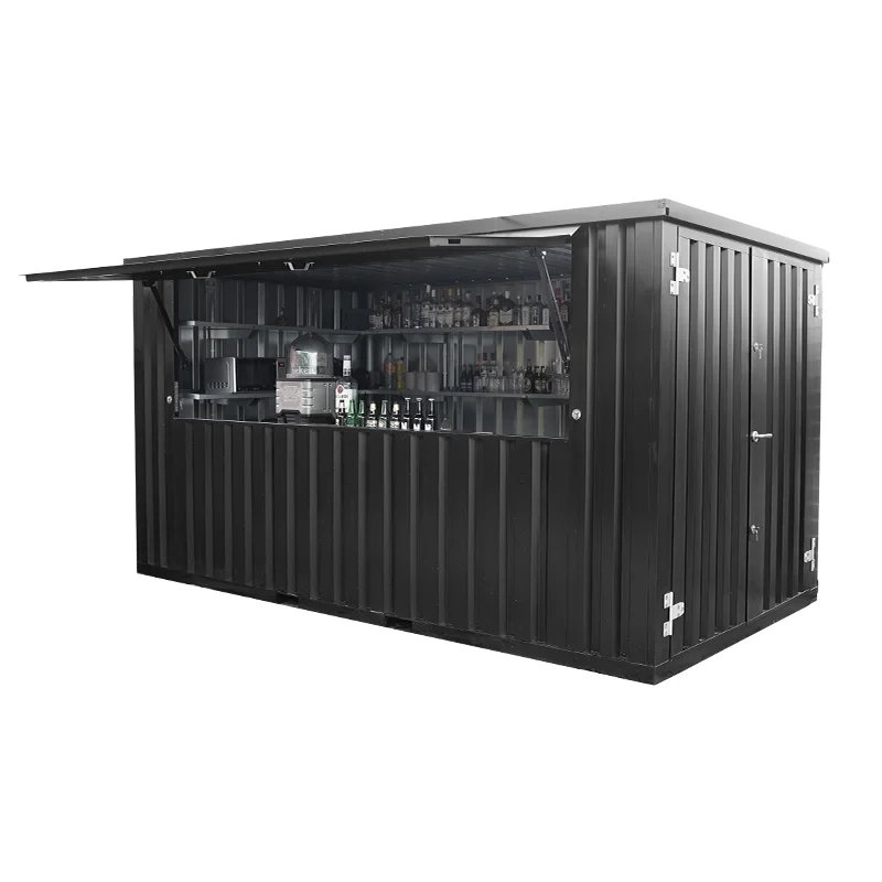 Zerlegbarer Barcontainer 4×2 Meter XL Schwarz RAL 9005