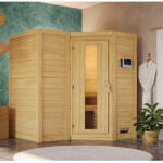 Karibu Sahib 1 Innensauna Ecksauna 40mm 9kW Ofen externer Steuerung