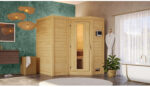 Karibu Sahib 1 Innensauna Ecksauna 40mm 9kW Ofen externer Steuerung
