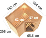 Karibu Sahib 1 Innensauna Ecksauna 40mm 9kW Ofen externer Steuerung – Bild 5