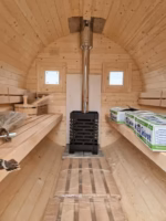 Fasssauna Gartensauna Sauna Banja mit Anhänger inkl. Holzofen – Bild 3