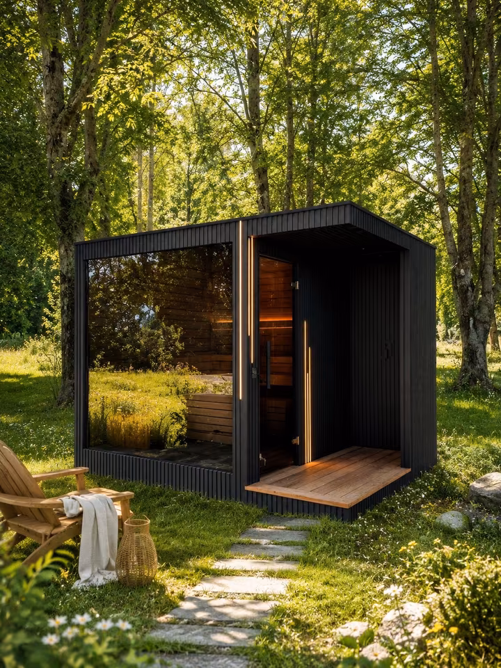 o1 Sauna 220x300 mit Dusche Gartensauna / Außenwandstärke 62mm – Bild 1