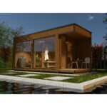 Luxury Modern Saunahaus 234 x 542 cm mit Ruheraum und Terrasse