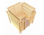 Karibu Innensauna Amara + 2 Fenster + Comfort-Ausstattung + 9kW Bio-Kombiofen + externe Steuerung - 38mm Blockbohlensauna - Ganzglastür bronziert - Ecksauna – Bild 9