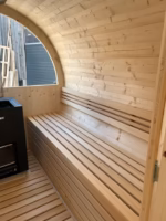 Fasssauna Saunafass Sauna Gartensauna Banja Holzofen Vorraum Panoramafenster Saunahaus – Bild 6