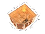 Karibu Innensauna Airi + Glasfront + 9kW Bio-Kombiofen + externe Steuerung - 68mm Elementsauna - Ecksauna – Bild 5